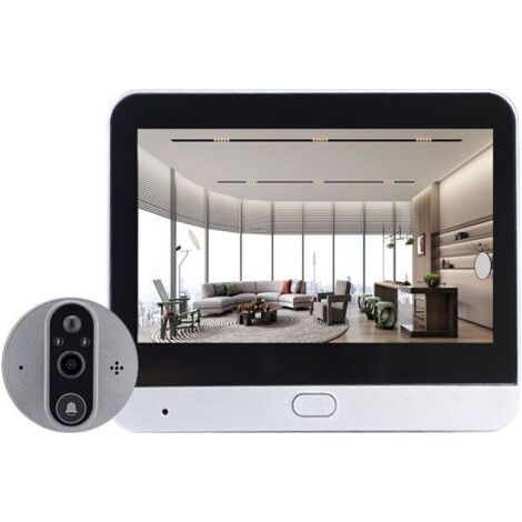 Sonnette vidéo, 2 MP 1080P 5000 mAh, détection infrarouge PIR, vision nocturne, caméra intelligente œil de chat, sonnette pour la surveillance de la porte d'entrée (1/5)