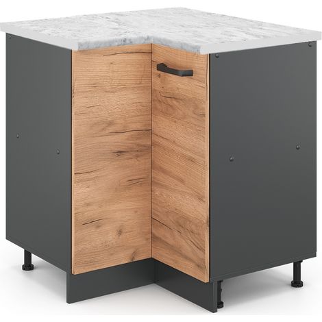 Armario de esquina R-Line, Roble dorado, 75.6 cm ET Mármol, Vicco