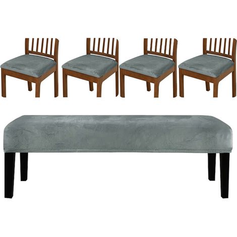 Set di 5 comodi coprisgabelli in pile - Grigio chiaro
