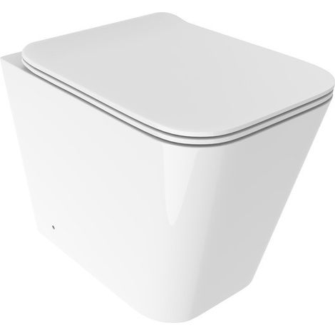 Stand-WC bündig mit der Wandinstallation aus glänzend weißer Keramik Ercos Wave BCWAVLVASO0003  Glänzend weiß