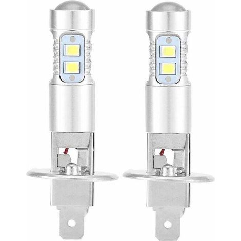 RHG Ampoules de phares, 2x H1 6000K Ultra White 100W Kit d'ampoules de phares à LED pour feux de croisement-