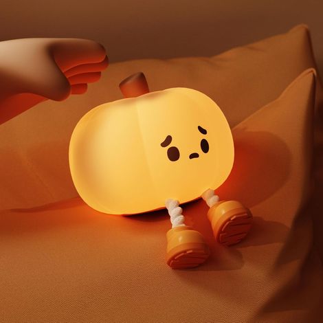 Lampe citrouille Halloween LED en silicone – Veilleuse rechargeable pour enfants avec 3 niveaux de luminosité – Décoration de chambre pour filles et garçons (1/5)