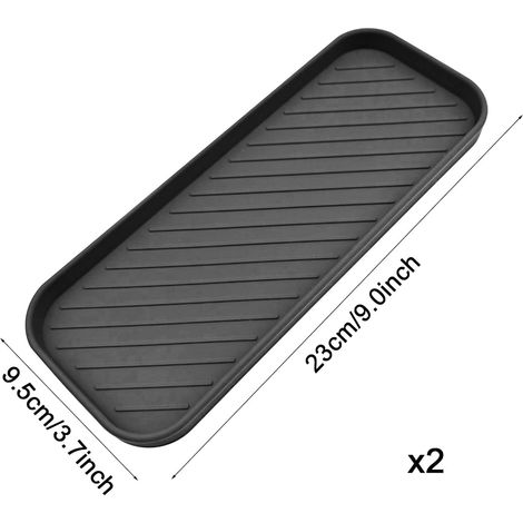 2 organizadores de silicona para fregadero, ideales para guardar esponjas, productos de lavado de platos, vajilla, jabón y cepillos (negro). (1/4)