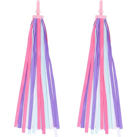 APEX Rubans arc-en-ciel pour vélo enfant, 2 pièces, poignées de guidon colorées, rubans à pompons, accessoires de porte-bagages (1/5)