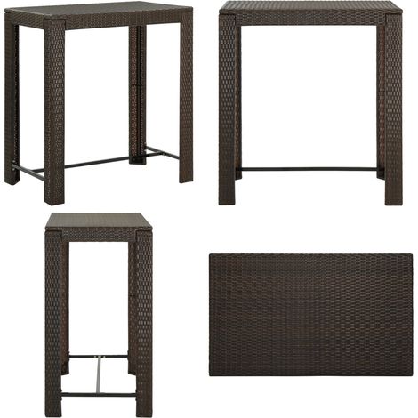 Table de bar de jardin Marron 100x60,5x110,5 cm Résine tressée - Table De Bar - Mobilier De Jardin - Table Extérieure - Table Design - Table En Résine Tressée - Home & Living