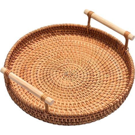 Coupe à fruits en osier 22 cm pouvant servir de coupe à noix de corbeille à pain et de contenant alimentaire pour la salle à manger couleur marron (1/5)