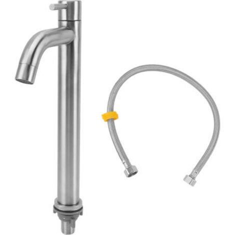 Rubinetto da cucina monoforo per acqua fredda, rubinetto da bagno monoforo in acciaio inox per appartamento o casa, rubinetto alto e curvo -Crezuo