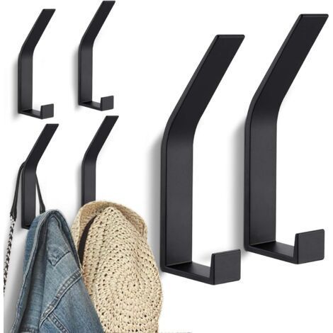 Set mit 6 schwarzen Wandhaken zur unsichtbaren Aufhängung, moderne Schrankhaken für Jacken, Mäntel, Mützen, Schals, Handtücher, Handtaschen und mehr (1/5)