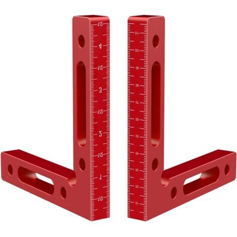 2 Pièces Equerre de positionnement à 90 degrés en aluminium, 12cm x 12cm Clip à angle droit pour le travail du bois Outils de travail du bois pour les cadres photo Assemblage carré Tiroir d'armoire (1/5)