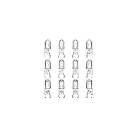 12er-Pack G9-Halogenlampen, 40 W, 230 V, dimmbar, 0–100 %, 480 lm, warmweiß (2700 K), G9-Sockel, flimmerfrei, für Backöfen, Kronleuchter, Gartenleuchten und Schrankbeleuchtung (1/5)