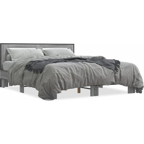 Maison Exclusive - Bettgestell Grau Sonoma 150x200 cm Holzwerksto (1/5)