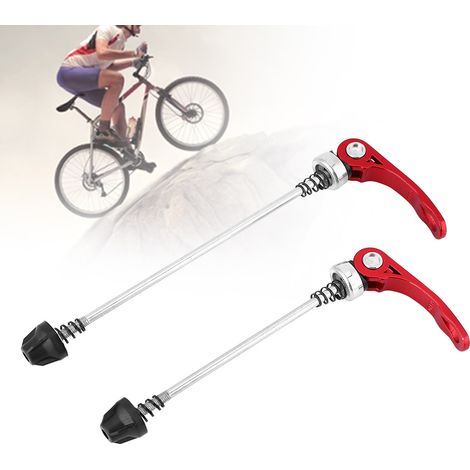 1 Paire de Serrages Rapides pour VTT et Vélo de Route, Axe Avant et Arrière (Rouge) (1/4)