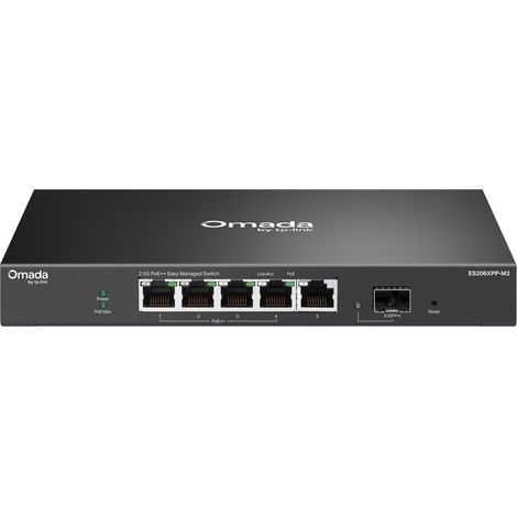 TP-Link ES206XPP-M2 switch Gestionado L2 2.5G Ethernet (100/1000/2500) Energía sobre Ethernet (PoE) Montaje en pared/escritorio Negro (1/4)
