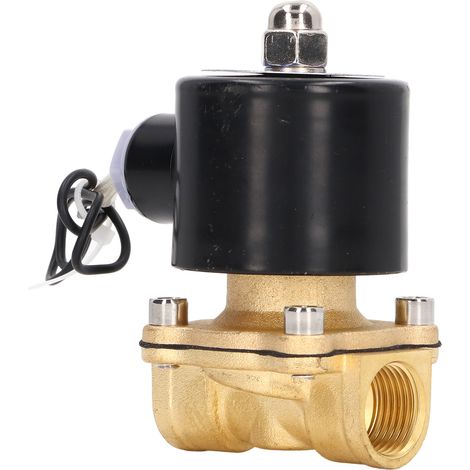 Électrovanne laiton normalement fermée 2W160-15, valve eau et air, bobine tout cuivre, alimentation DC24V, 4 pièces, usage fluides. (1/5)
