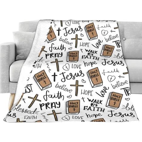 Couverture Jésus Douce et Chaude Décoration Religieuse Jésus Légère Couverture Chrétienne Pour Femmes Pour Hôtel Intérieur Extérieur Thanksgiving Fête Maison Dortoir (1/5)