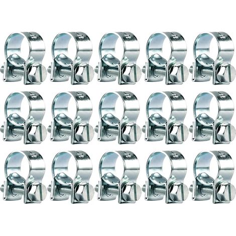 15 Pièces Collier de Serrage Acier Galvanisé 11-13mm Colliers Serrage Collier Durite Réglables pour Pince Collier Echappement Tuyau de Carburant (1/5)