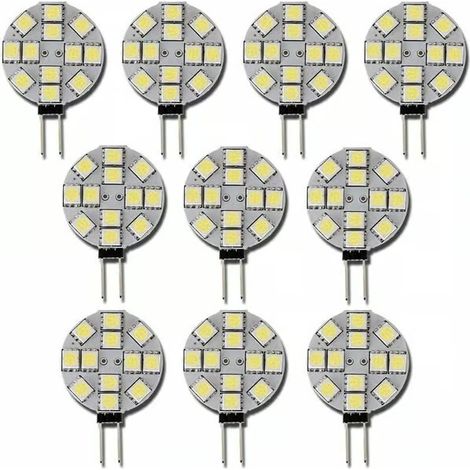 Lot de 10 ampoules LED G4 DC 12 V non dimmables, blanc 6000 K, remplaçant les ampoules halogènes 20 W pour cuisine, camping-car, caravane, remorque, bateau - GRANDE HAUTEUR (1/5)