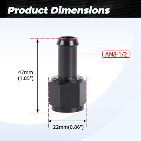 Adaptateur de conduite de carburant en aluminium avec raccord cannelé à filetage interne - AN8-1/2 (1/4)