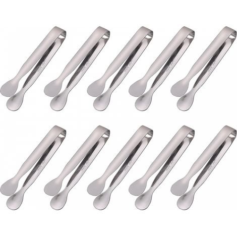 BEBUSINGOTO 10 pinzas para azúcar, pinzas de acero inoxidable para hielo, ideales para fiestas, dulces, ensaladas y repostería, ideal para fiestas familiares y bares. (1/5)