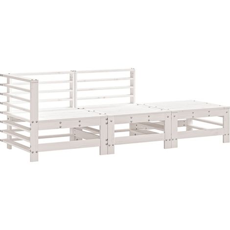 Maison Exclusive - Set Salotto da Giardino 3 pz Bianco in Legno Massello di Pino