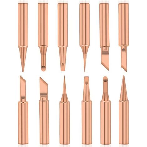 12 Pack Pure Copper Soldering Tips Lead Free Soldering Tips 900M-T Soldering Station Welding Tools for Radio Shed