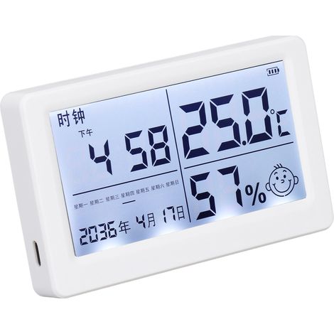 Temperatur- und Feuchtigkeitsmessgerät mit 4,5-Zoll-Display, Thermometer und Hygrometer (5 V) für den Heimgebrauch (1/5)