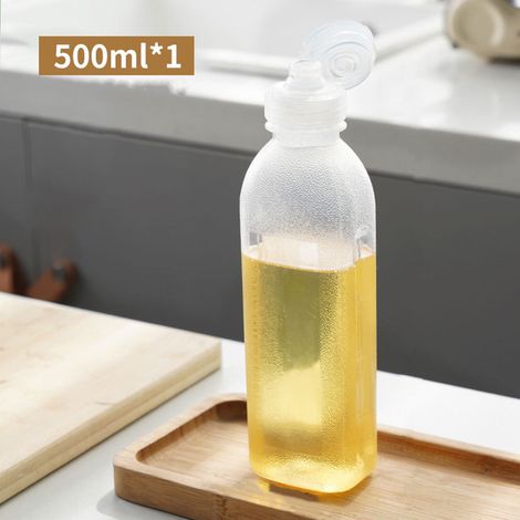 Bouteille à Condiments - 500 ml - Bouteille à Extrusion pour Huile, Vinaigrette, Ketchup - Plastique PP Alimentaire - Transparent - Pour Cuisine Intérieure et Extérieure - 1 Pièce (1/5)