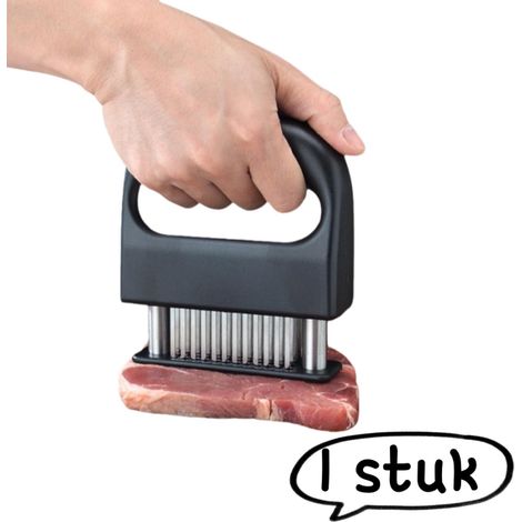 pièce Attendrisseur de viande en acier inoxydable Aiguille attendrisseur à viande à 48 dents coupe tendons Marteau à steak attendrisseur de viande Noir (1/5)