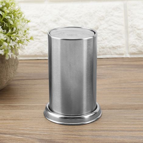 Porte-cure-dents en acier inoxydable, idéal pour la décoration d'hôtels, restaurants et bureaux à domicile. Boîte de rangement pour cotons-tiges. (1/5)