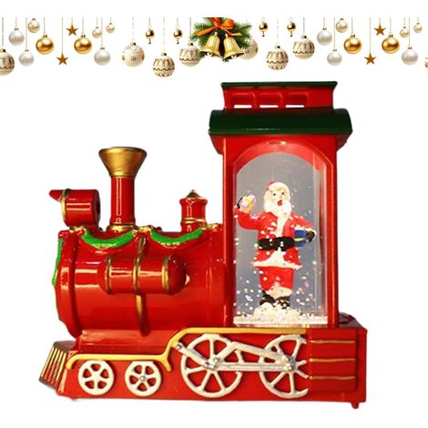 Lanterne de Noël vintage en forme de train lumineux, adorable boule à neige, décoration de Noël (1/5)