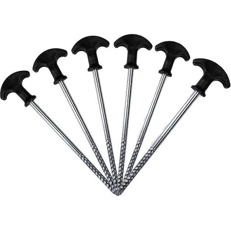 Lot de 6 piquets de camping antirouille, à visser, pour tentes, terrains durs et auvents (1/5)