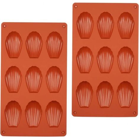 [JAMAIS UTILISÉ] Rouge - Moule à Madeleine en Silicone, Moule à Gâteau Madeleine Mini Moule en Silicone pour Gâteau Gelée Mousse Chocolat (Lot de 2) (1/4)