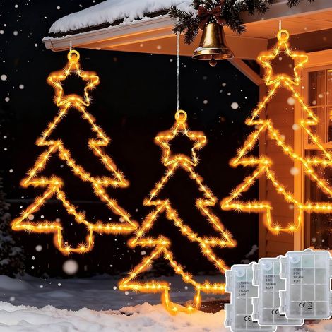 3 Pièces 55 LED Lumières de Fenêtre d'Arbre de Noël à Pile (1/5)