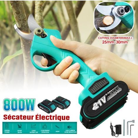 TEMPSA - 800W Sécateur coupe branche électrique sans fil - Batteries Rechargeable - Vert (1/4)