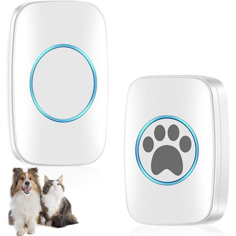 Cloches d'entraînement sans fil pour animaux de compagnie : sonnette de porte étanche IP44, sonnette pour chat avec 60 sonneries et 5 niveaux de réglage du volume, sonnette pour chien (1 (1/5)