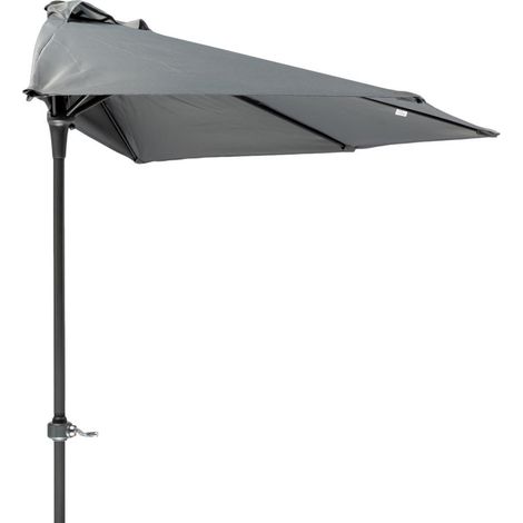 MaxxGarden Sombrilla Semicircular Ø 250 cm - Parasol para Pared de Jardín con Manivela y Mástil de Aluminio de Ø38 mm – para Terraza, Balcón – Base no incluida - Negro