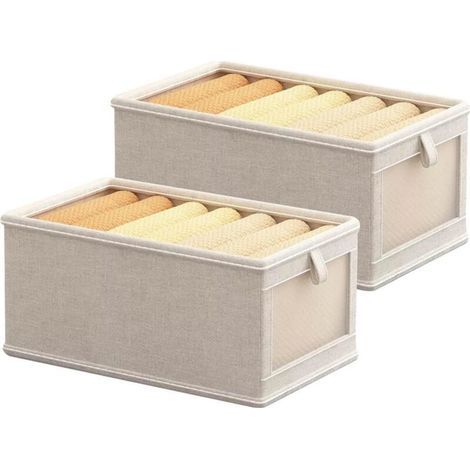 Cesto per Riporre i Vestiti, Scatola di Organizzazione in Tessuto per Abbigliamento, Organizer per Pantaloni da Casa, Pieghevole, 2 Pezzi 45x27.5x18cm (1/4)