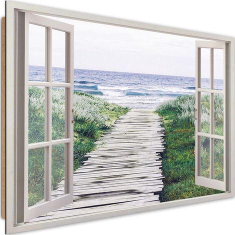 Tableau descente de bois à la plage 2 - 90 x 60 cm (1/5)