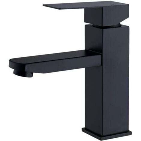 Black Bathroom Faucet, Brass Basin Mixer Tap, Bathroom Mixer Tap with Hot and Cold Water Hoses