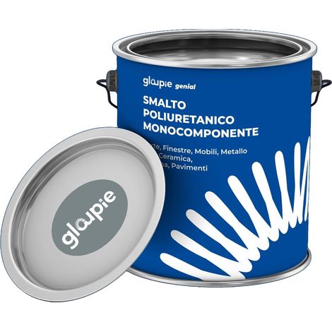 GLOUPIE GENIAL Smalto Poliuretanico Monocomponente Ad Acqua Per Interni Ed Esterni, Cemento Opaco, 0,75 Lt, Made In Italy