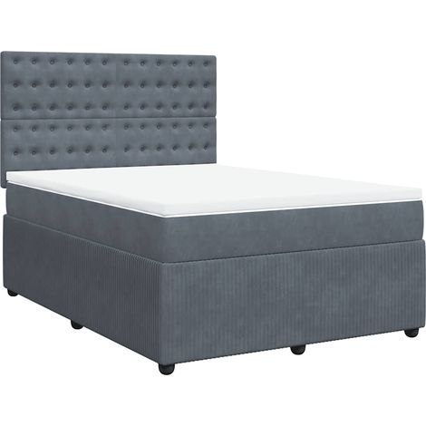 Maison Exclusive - Giroletto a Molle con Materasso Grigio Scuro 140x200 cm Velluto