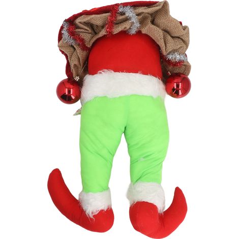 Couronne de Noël en peluche avec un personnage de film vert, voleur - Décoration amusante pour porte, fenêtre, porte ou jardin (1/5)