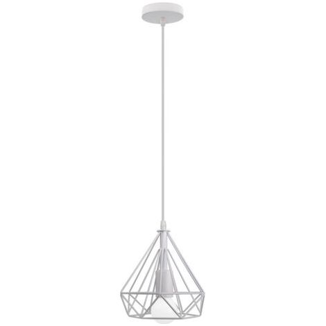 royaluxe- Lampes Suspendues Rétro Blanc 20CM Suspension Luminaire En Forme De Diamant Plafonnier Vintage E27 Lustre Modernes (1/5)