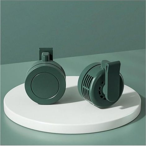 Mini ventilateur à pince de taille, ventilateur de taille suspendu réglable à 3 vitesses, ventilateur portable sans pales (vert) (1/4)