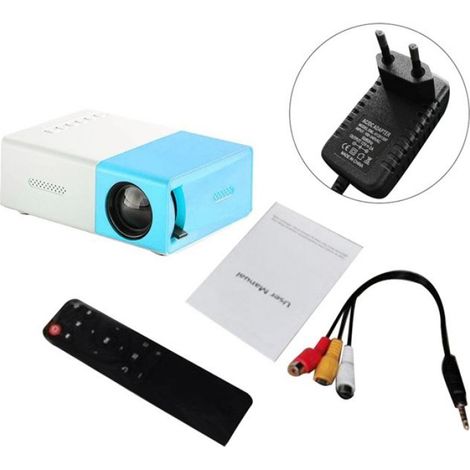 School Season Mini Projecteur Multifonctionnel pour Salle de Classe LED Mini Projecteur HD 1080P Sans Fil avec Prise UE, Bleu Blanc (1/4)
