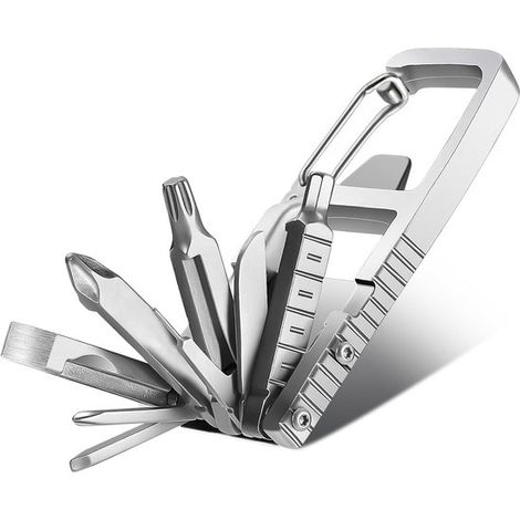 Navaja multiherramienta plegable 12 en 1 de acero inoxidable con destornillador de punta - Herramientas de bolsillo portátiles para hombre (1/5)