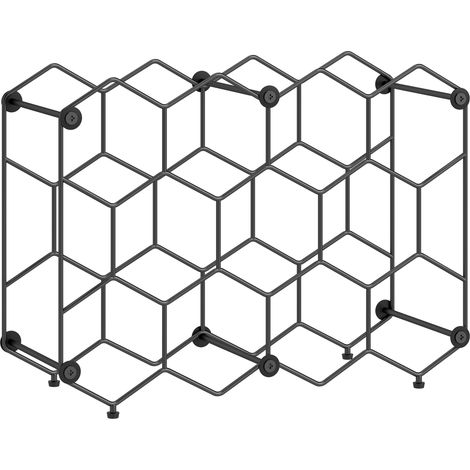 Portabottiglie Design Geometrico a Nido d'Ape in Metallo Nero (1/5)