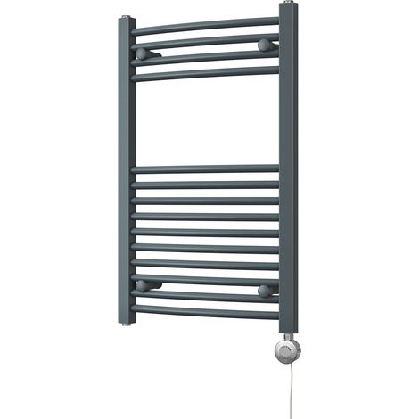 Zennor - Anthracite Electric Towel Rail H800mm x W500mm Curved 300w Thermostatic (1/3)