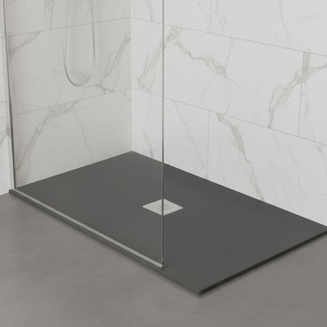 Piatto doccia 80x220 in marmoresina effetto pietra antracite riducibile Ten (1/5)