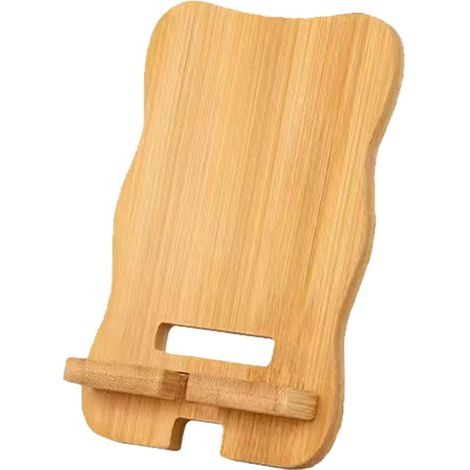 Soporte de teléfono portátil de bambú con agujero para carga, soporte multifuncional de madera para teléfono móvil, soporte desmontable de madera para teléfono móvil, compatible con todos los teléfono (1/5)